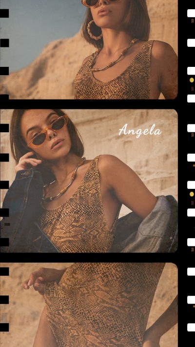 Retro Film style Sunglasses Woman Instagram story