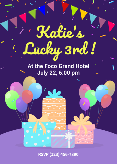 Cartoon Gift Box Birthday invitation letter