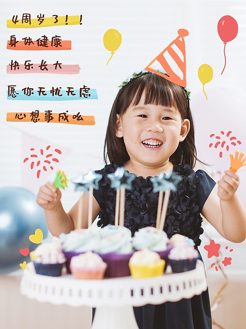 生日社交分享可爱风plog模板