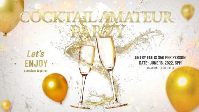Simple Gold Ballon Decorate Cocktail Amateur Party Facebook Event Cover