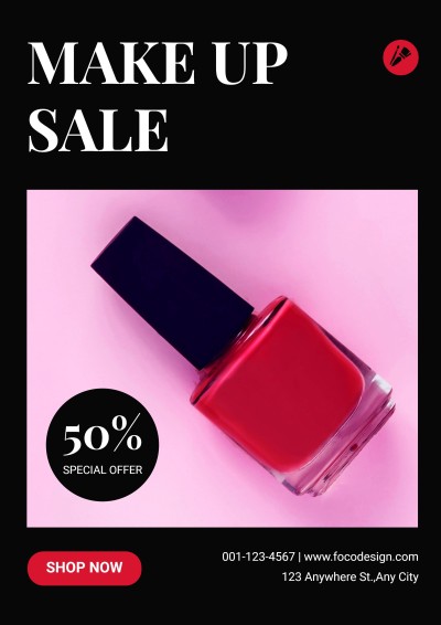 Makeup Beauty Cosmetics Product Discount Sale Promo Advertising Flyer