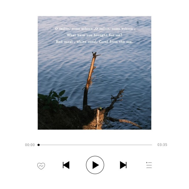 风景湖边播放器界面生活记录分享模板预览效果