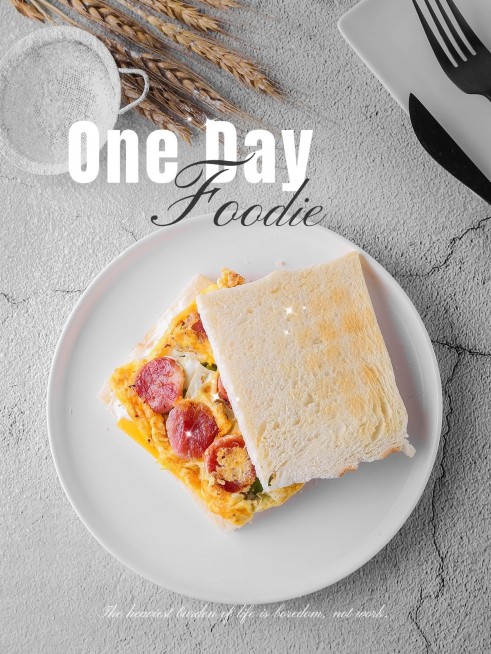 美食三明治分享记录模板预览效果