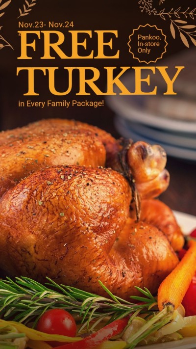 Free Turkey Thanksgiving Family Dinner Package Instagram Story Image