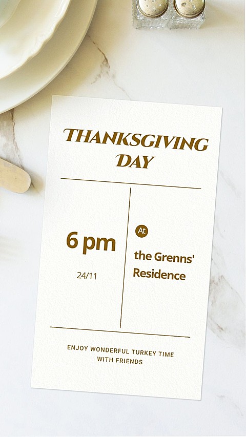 Simple Literary Thanksgiving Party Invitation Instagram Story