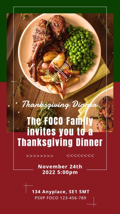 Simple Thanksgiving Dinner Invitation Instagram Story