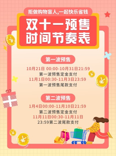 双十一扁平插画购物攻略小红书配图