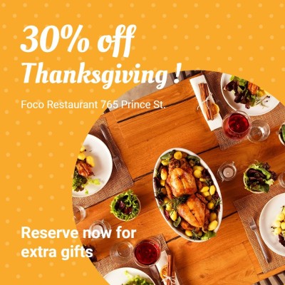 Simple Thanksgiving Delicacy Discount Instagram Post