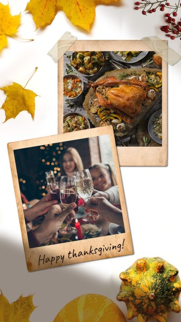 Retro Fallen Leaves Decorate  Thanksgiving Family Feast Record Instagram Story预览效果