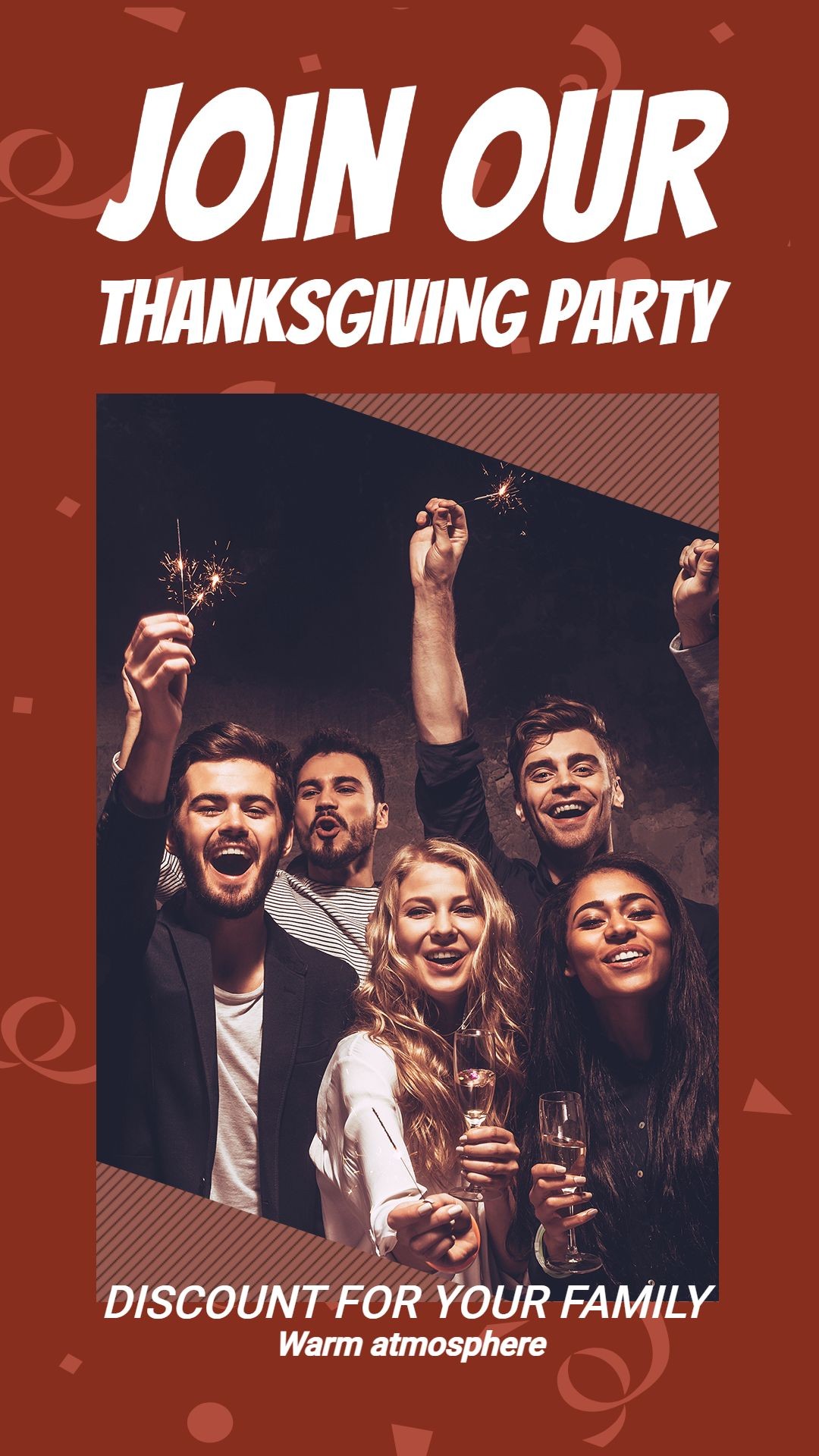 Thanksgiving Family Party Template Big Sale Poster Instagram Story预览效果