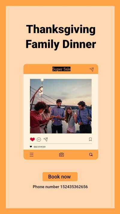 Simple Literary Thanksgiving Family Dinner Display Instagram Story