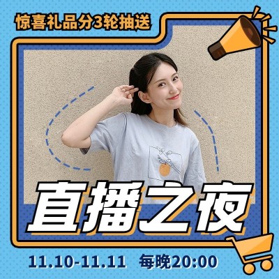 卡通双11服装女装直播预告主图