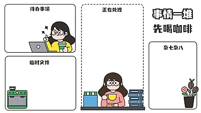 可爱插画打工人电脑分区壁纸