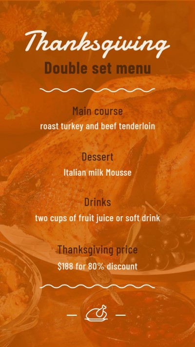 Minimalist Style Wavy Line Element Thanksgiving Double Set Menu