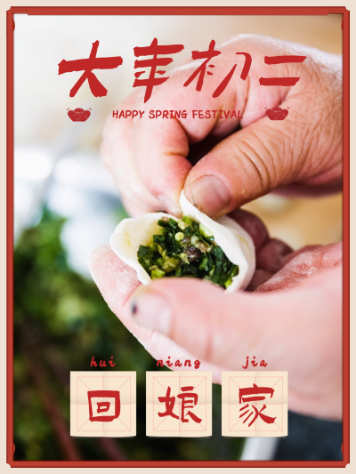 春节晒图春节祝福新年祝福晒照大年初二plog模板