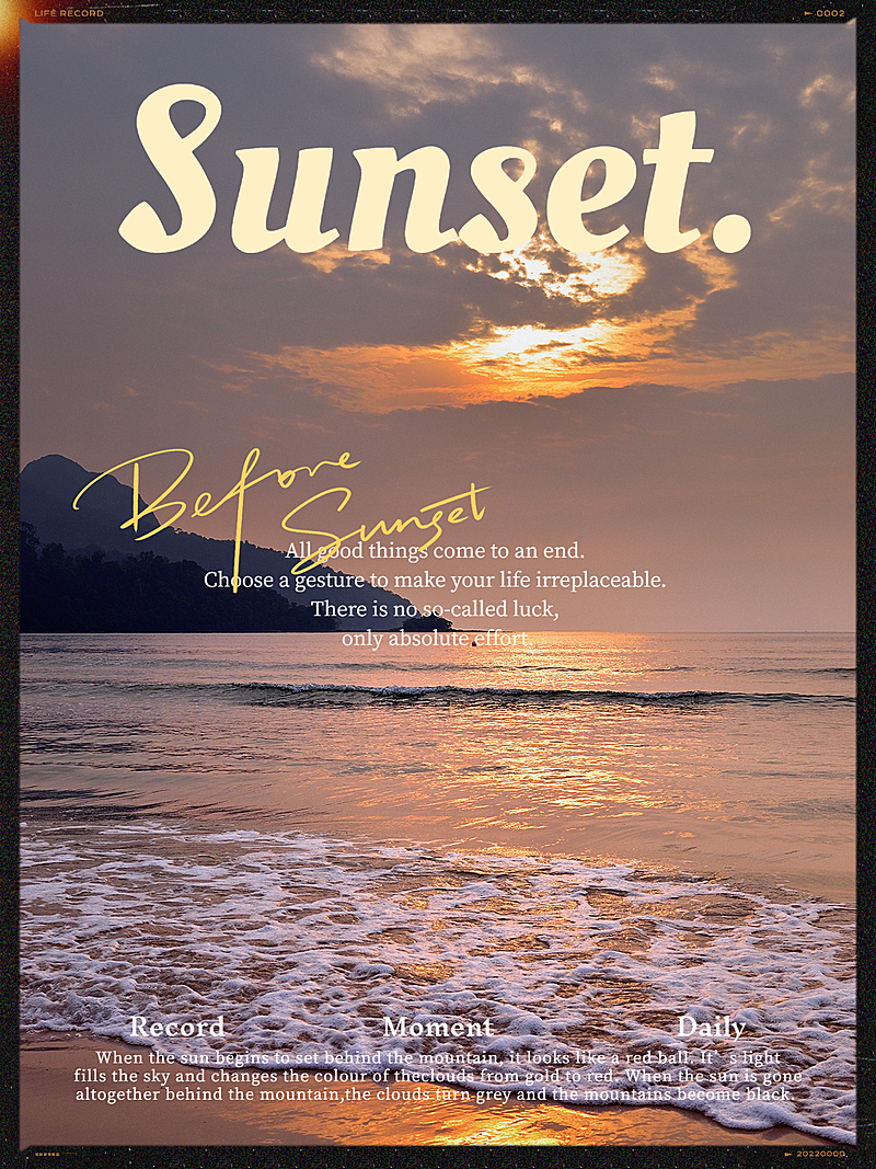 黄昏风景照文艺风plog模板