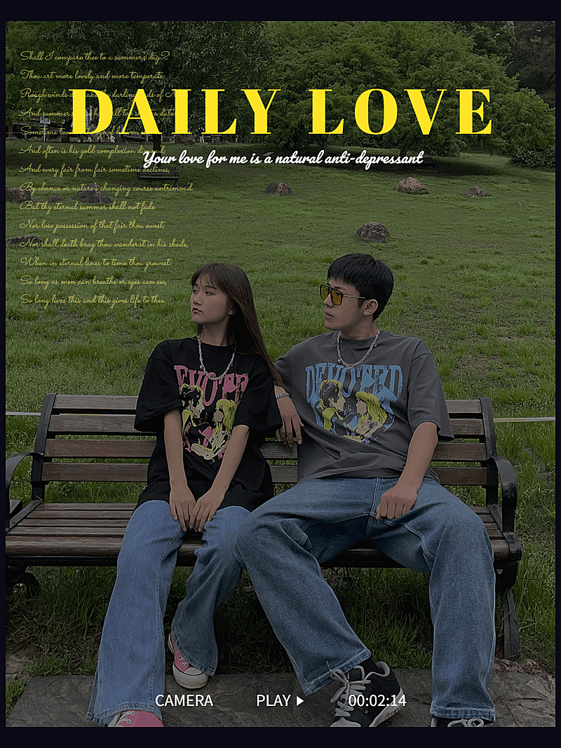 情人节情侣晒照暗调plog模板