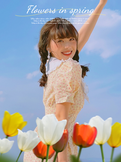 春天自拍鲜花晒照plog模板