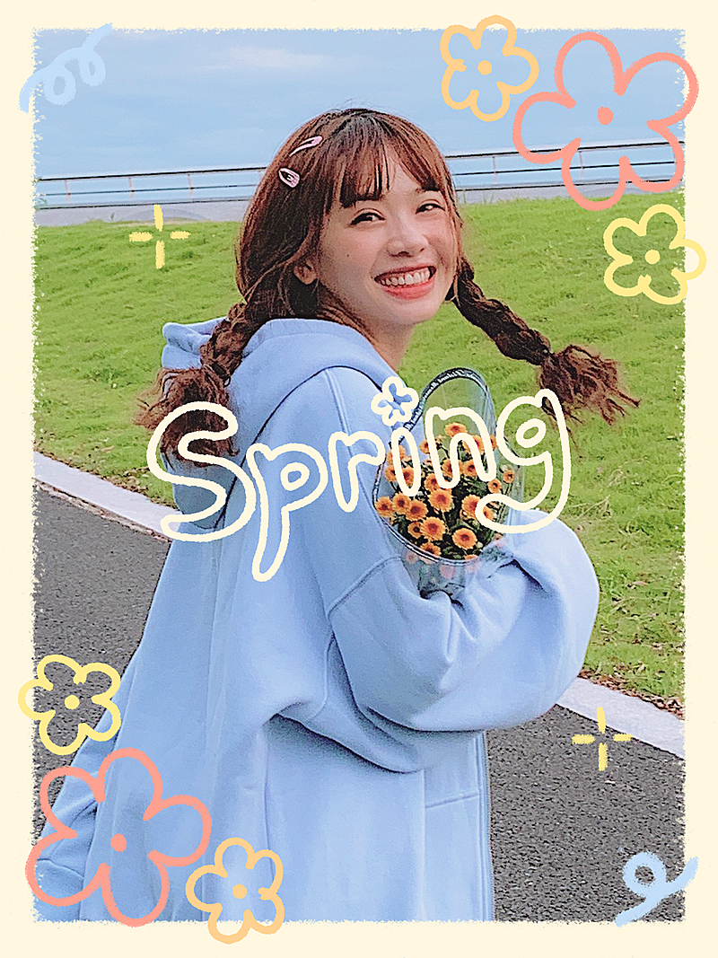 春天人像照涂鸦可爱风plog模板