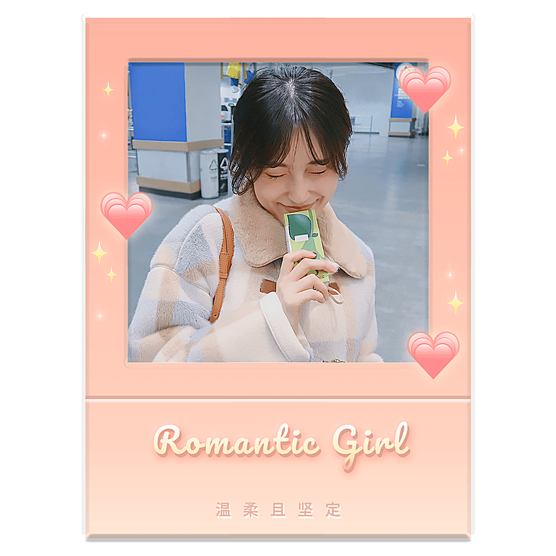 三八妇女节粉色渐变拍立得模拟可爱风plog模板