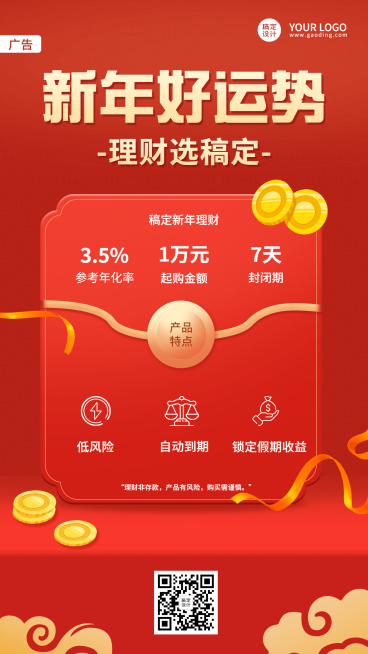 金融保险春节理财宣传喜庆海报预览效果