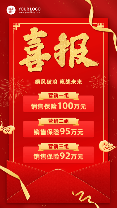 金融保险排行榜喜报喜庆海报