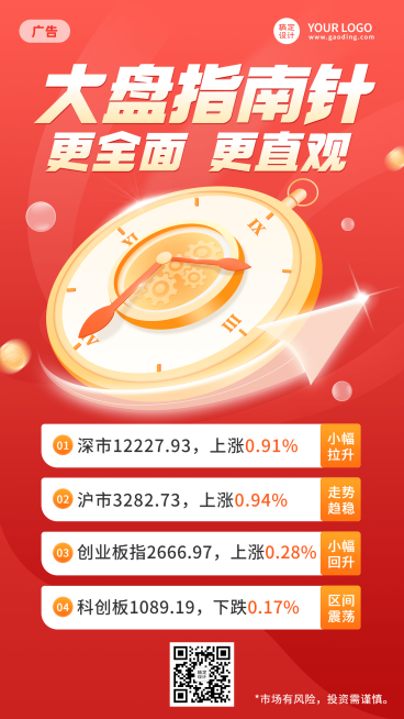 金融保险股市股票行业资讯创意插画手机海报预览效果