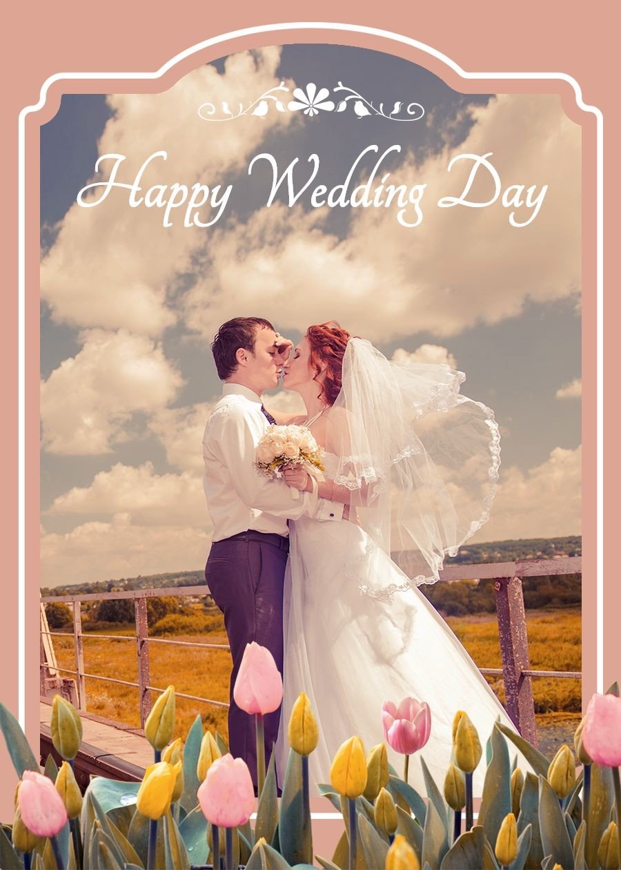 magazine Cover Style Outdoor Wedding Moment Record Display Greeting card