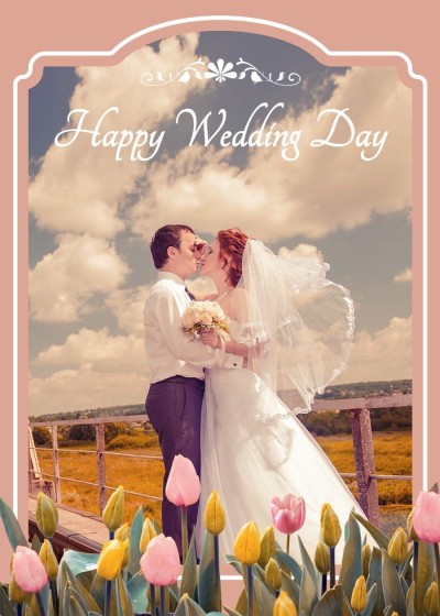 magazine Cover Style Outdoor Wedding Moment Record Display Greeting card