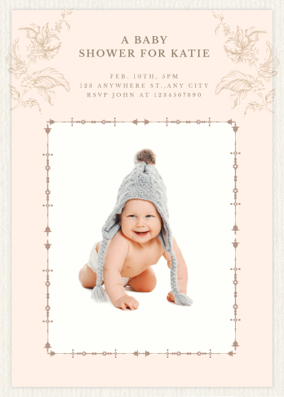 Hand-Painted Flower Baby shower invitation letter