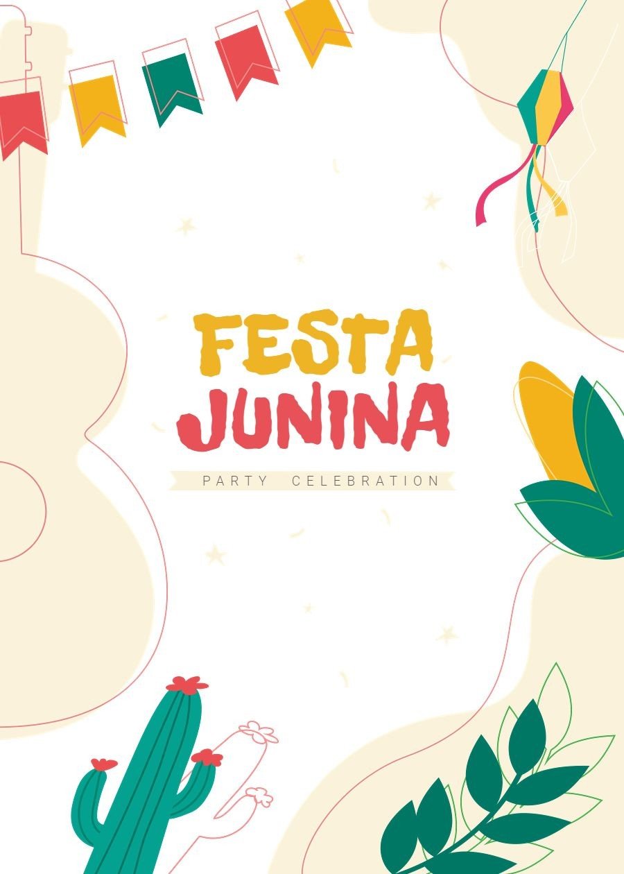 Fresh Hand Painted Colorful Flags Pattern Festa Junina Card
