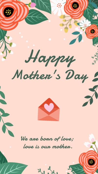 Literary Style Hand Painted Plants Frame Mother's Day Greeting Text Instagram Story Video