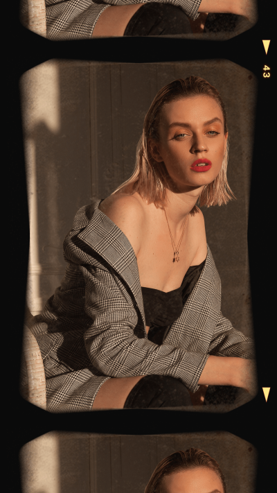 Literary Retro Film Style Suit Woman Personal Display Instagram Story