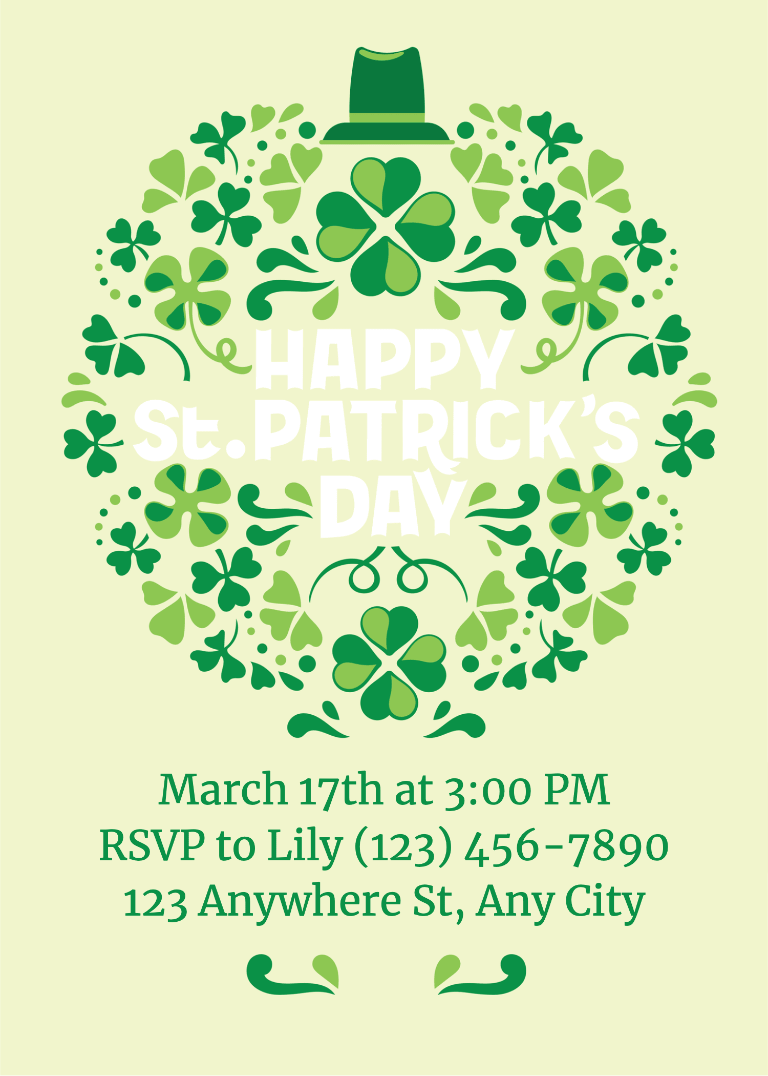Clover Surrounding Saint Patrick's Day Festival Celebrate Party Invitation Letter