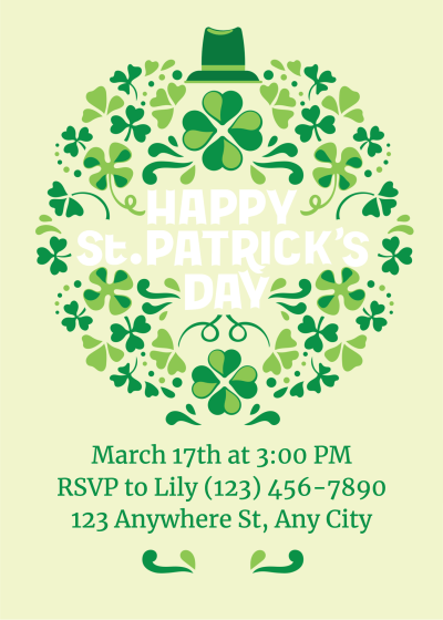 Clover Surrounding Saint Patrick's Day Festival Celebrate Party Invitation Letter
