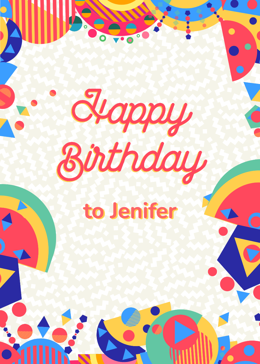 Cute Cartoon Colorful Geometry Birthday blessings Greeting Card