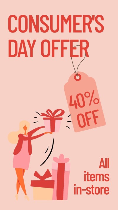 Cartoon Tag Element Consumer's Day Women's Fashion Sale Promo Ecommerce Story