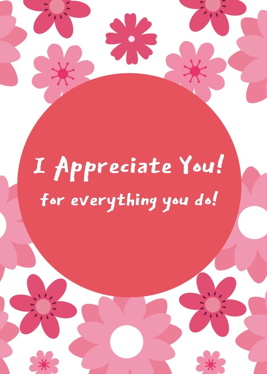 Simple Cute Red Color Circle Element Thank you Greeting Card