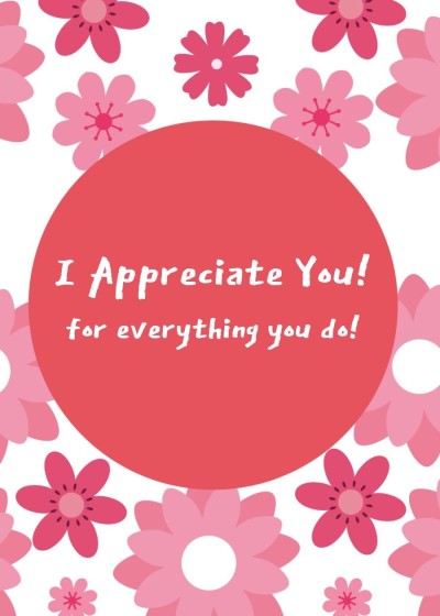 Simple Cute Red Color Circle Element Thank you Greeting Card