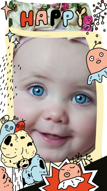 Cute Style Baby Photo Painting Frame Display Instagram Story预览效果