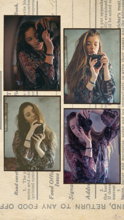 Literary Style Black Line Stroke Camera Woman Life Moment Record Instagram Story