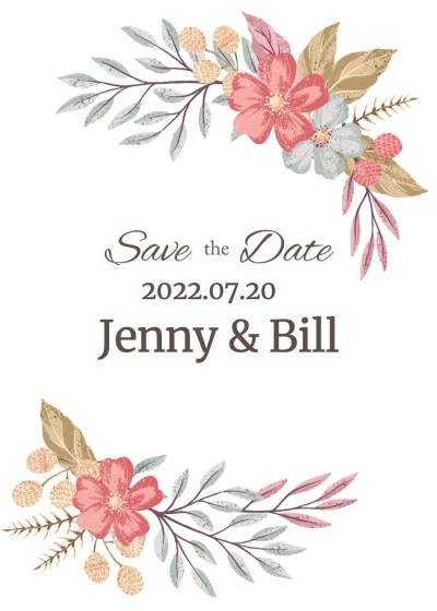 Simple Literary Watercolor Plants Element Save the date wedding Greeting card 