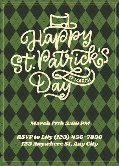 Special Fonts Text Saint Patrick's Day Celebrate Party Invitation Letter