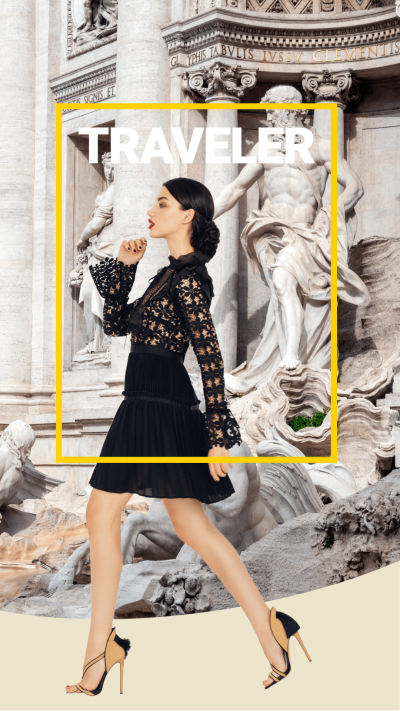 Travel Sculpture Scenery Matting Female Model Instagram Story