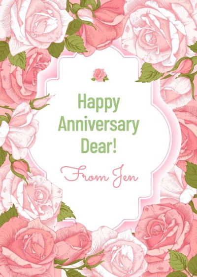 Literary Hand Painted Flower Surround Frame Wedding Greeting Card