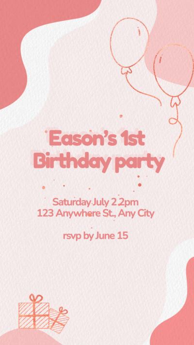 Cute Hand Painted Style Leaves Birthday Party Invitation Instagram Story Video