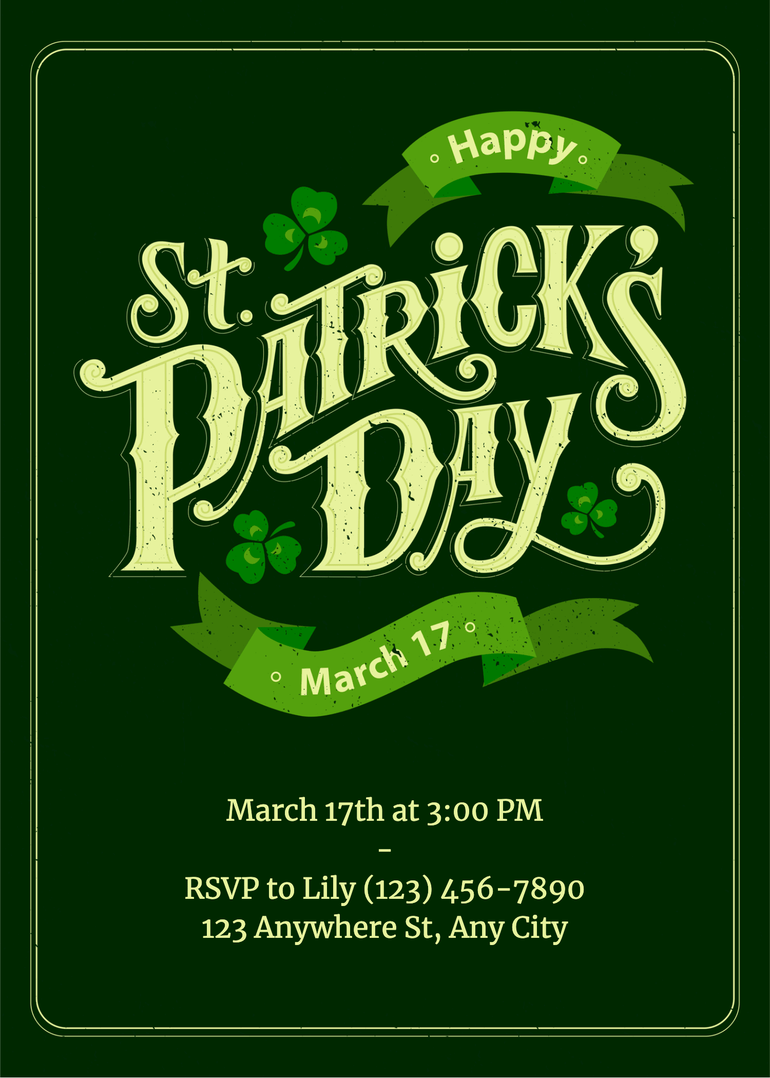Retro Saint Patrick's Day Celebrate Party Invitation Letter