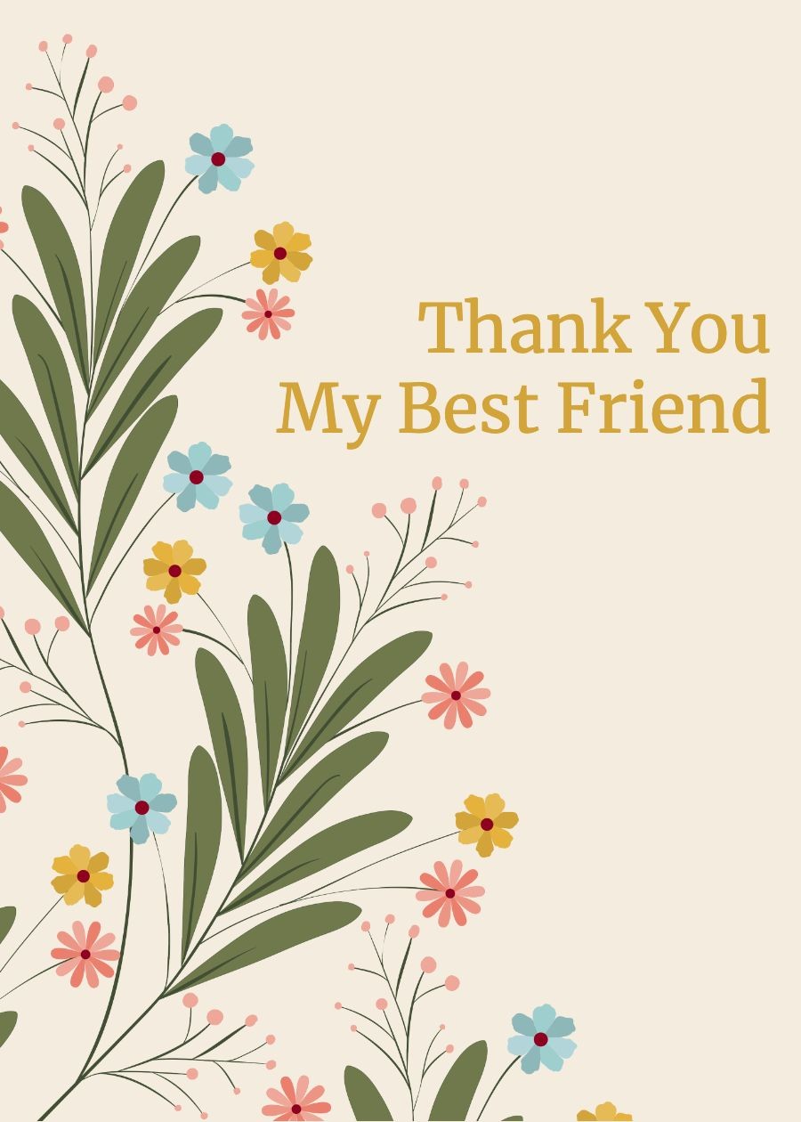 Literary Style Hand Painted Leaves Element Thank you Greeting Card