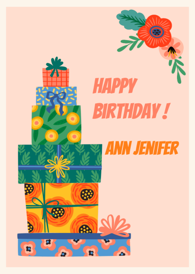 LIterary Retro Style Gift Boxes Element Birthday blessings Greeting Card