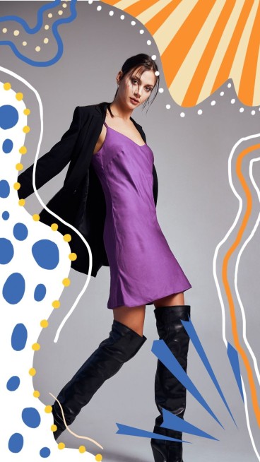 Fresh Hand Painted Line Element Suit Woman Show Instagram Story预览效果
